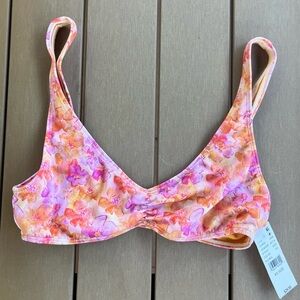 Pacsun NWT Pink Orange Floral Bikini Top